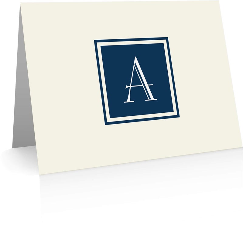Little Notes by Comptime Monogram Stationery Note Cards - Monogram Thank You Cards (A) - Image 1